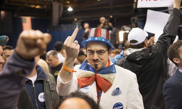 [ A Trump supporter reacts to protesters.. Credit: Scott Olson/Getty Images.]